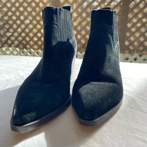 SARTO by Franco Sarto Lasso Pointed Toe Bootie Suede Black Leather